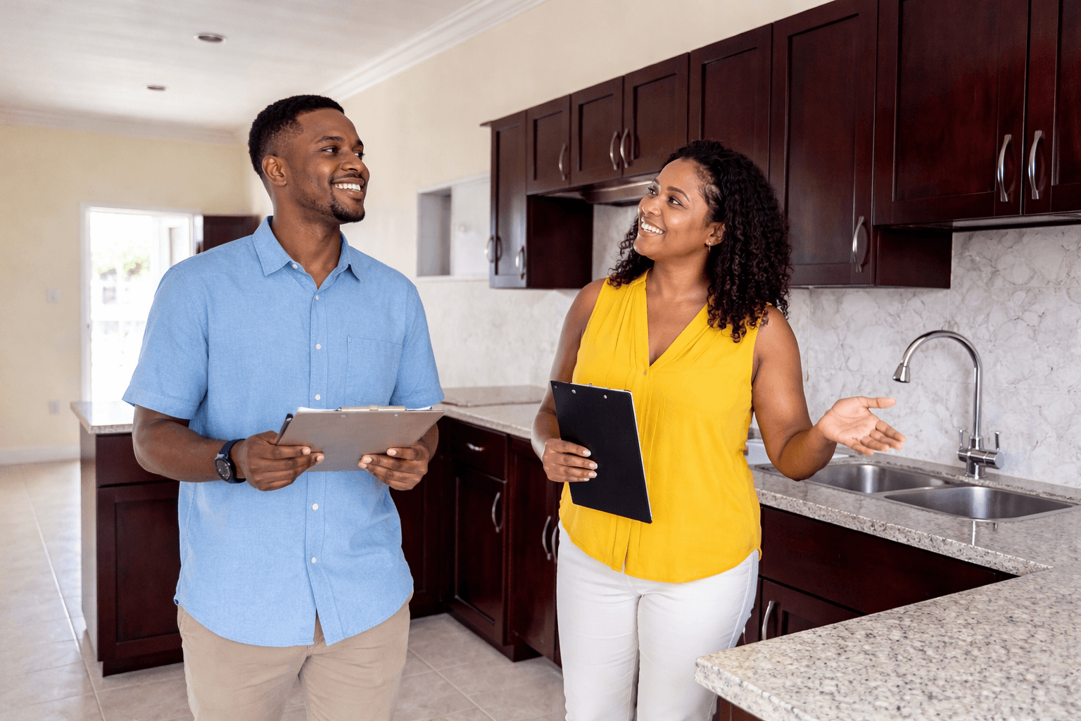 Happy couple finding their dream rental home
